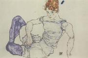 Egon Schiele Seated Woman in Violet Stockings (mk12) painting